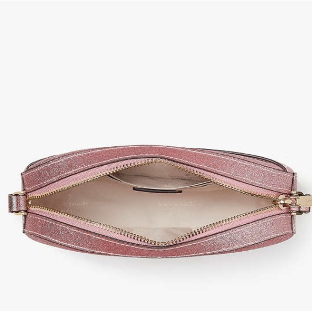 Kate Spade NWT PINK TINSEL Glimmer Oval Camera Bag CROSSBODY $299 retail - Picture 3 of 14